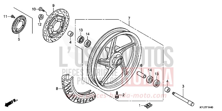 FRONT WHEEL for CBR250R ABS NITRIC ORANGE (YR271) from 2013